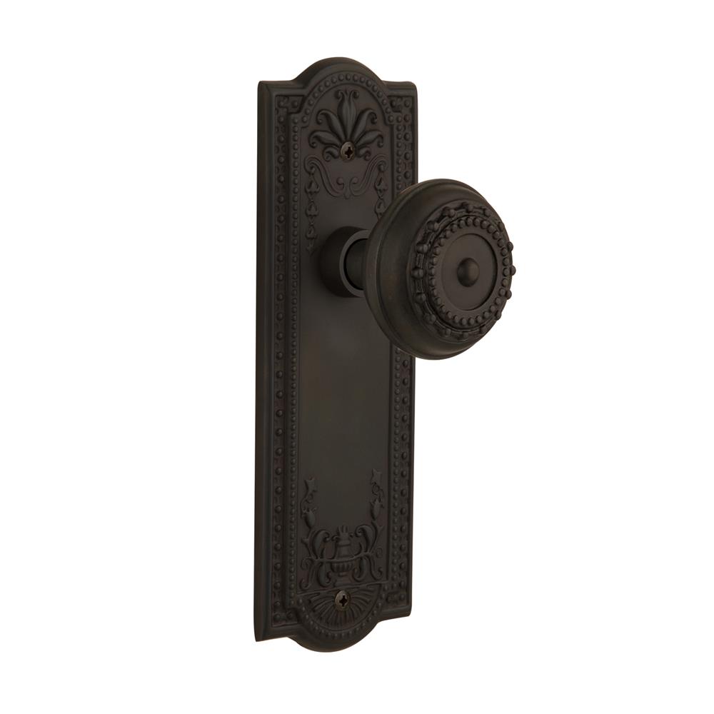 Nostalgic Warehouse 716667  Meadows Plate Privacy Meadows Door Knob in Oil-Rubbed Bronze